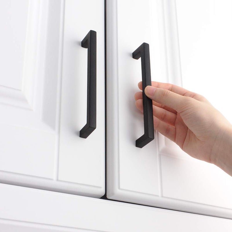 KOOFIZO Solid Square Bar Cabinet Handle - Black Furniture Pull, 5 Inch/128mm Screwhole Distance, 10-Pack for Kitchen Cupboard Door, Bedroom Dresser Drawer, Bathroom Wardrobe Hardware - Image 3